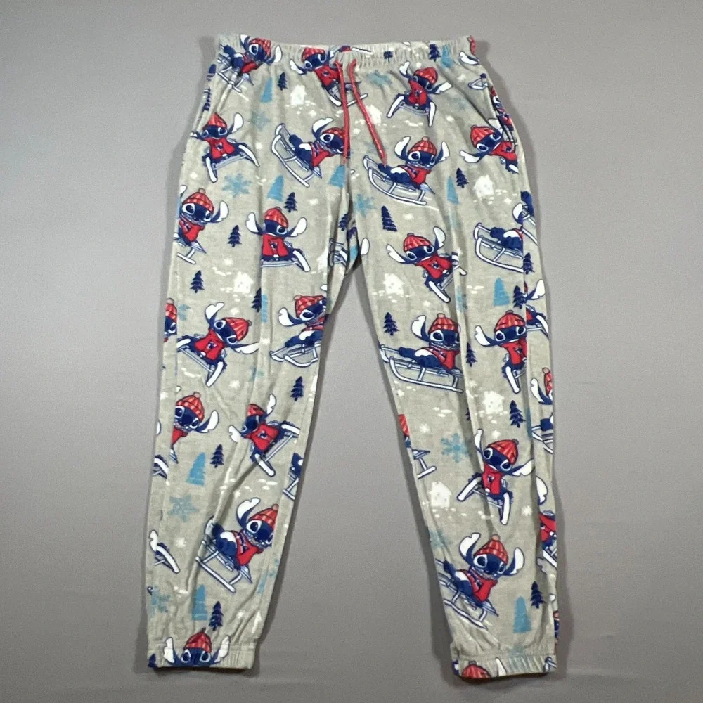 Disney Stitch Sleep Jogger Pant Kids Large Multi Graphic Print Drawstring Waist